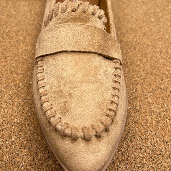 Maurices tan faux suede preppy ruffle slip on flats 6 - Picture 6 of 10